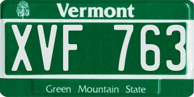 VT license plate XVF763