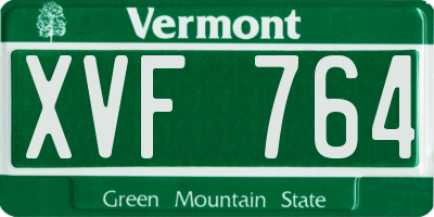 VT license plate XVF764