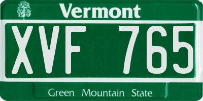 VT license plate XVF765