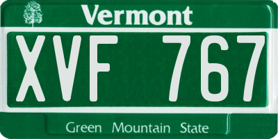 VT license plate XVF767