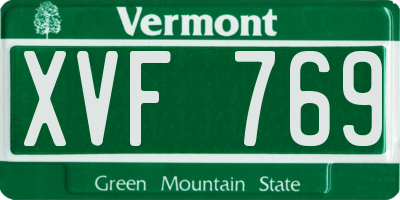 VT license plate XVF769