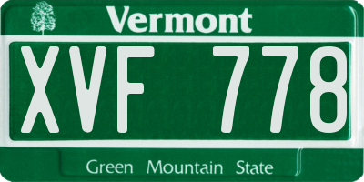 VT license plate XVF778