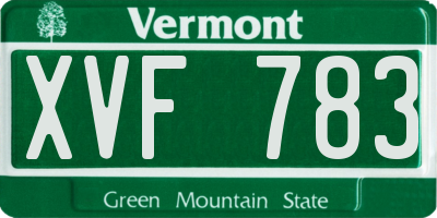 VT license plate XVF783