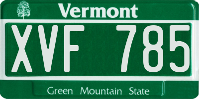 VT license plate XVF785