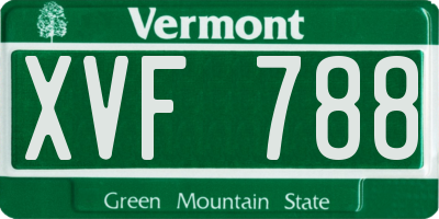 VT license plate XVF788