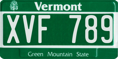 VT license plate XVF789