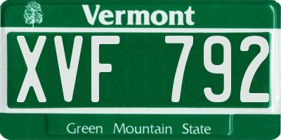 VT license plate XVF792