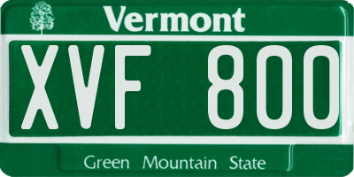 VT license plate XVF800