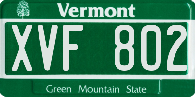 VT license plate XVF802
