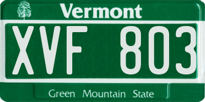 VT license plate XVF803