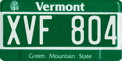 VT license plate XVF804
