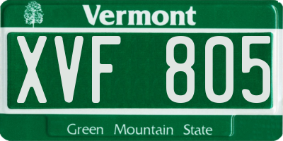 VT license plate XVF805