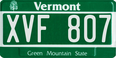 VT license plate XVF807