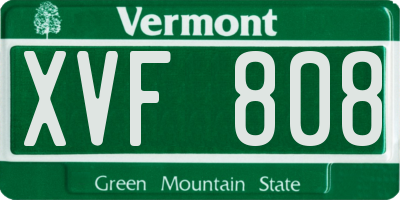 VT license plate XVF808