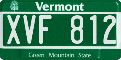 VT license plate XVF812