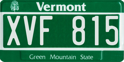 VT license plate XVF815