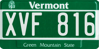 VT license plate XVF816