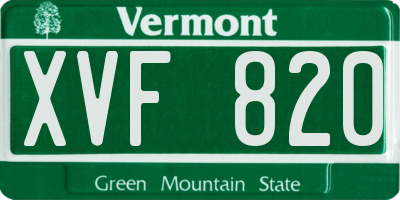 VT license plate XVF820