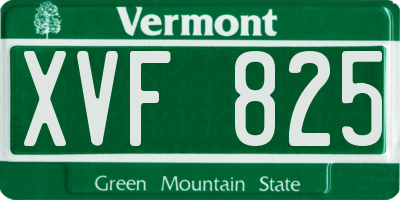 VT license plate XVF825