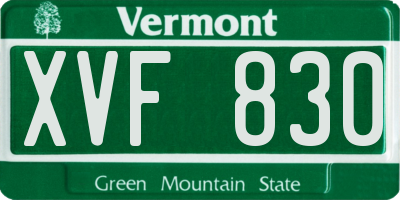 VT license plate XVF830
