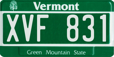 VT license plate XVF831