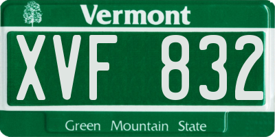 VT license plate XVF832
