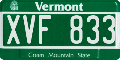 VT license plate XVF833