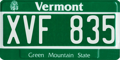 VT license plate XVF835