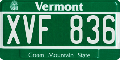 VT license plate XVF836