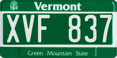 VT license plate XVF837