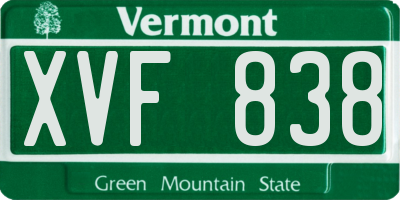 VT license plate XVF838