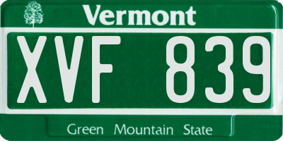 VT license plate XVF839