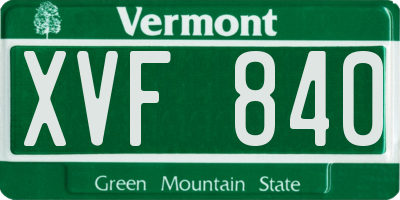 VT license plate XVF840