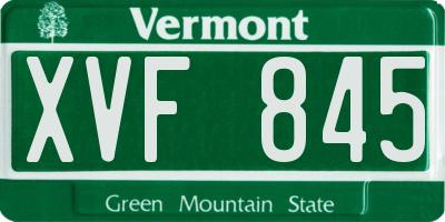 VT license plate XVF845