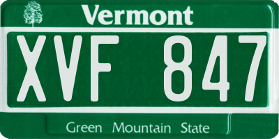 VT license plate XVF847