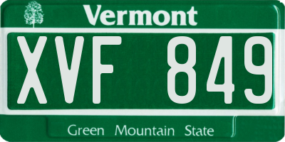 VT license plate XVF849