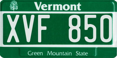 VT license plate XVF850