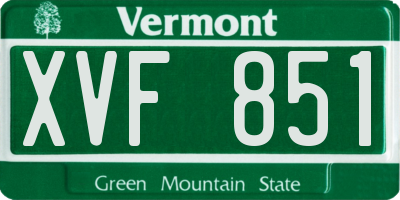 VT license plate XVF851
