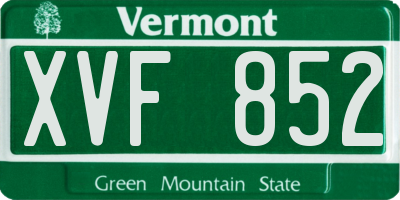 VT license plate XVF852