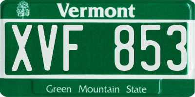 VT license plate XVF853