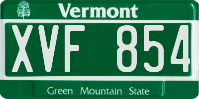 VT license plate XVF854