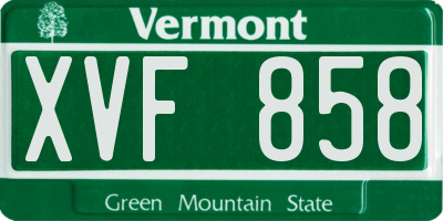 VT license plate XVF858