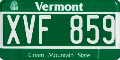 VT license plate XVF859