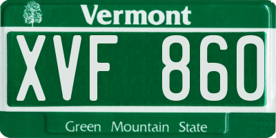 VT license plate XVF860