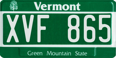 VT license plate XVF865