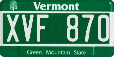 VT license plate XVF870