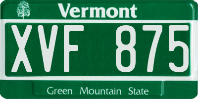 VT license plate XVF875