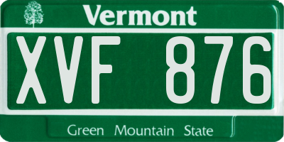 VT license plate XVF876