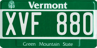 VT license plate XVF880