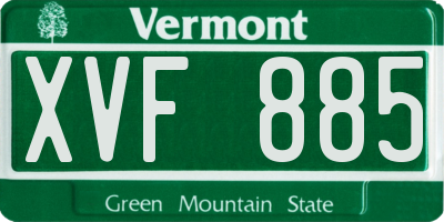 VT license plate XVF885